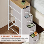 Somdot Narrow Dresser with 4 Drawers, Slim Storage Organizer Chest of Drawers with Removable Fabric Drawers for Small Spaces 