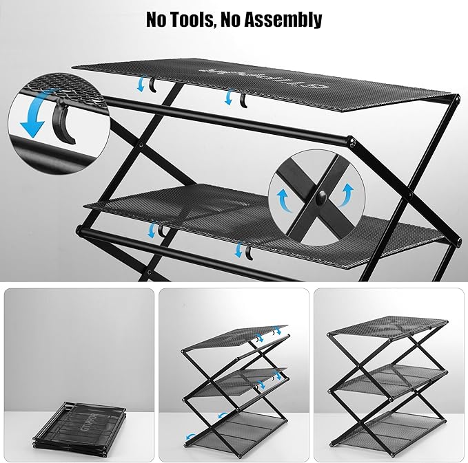 Shoe Rack for Entryway 5 Tier Foldable Shoe Rack Without Assembly Collapsible Metal Shoe Organizer Folding Shoe Storage Rack 
