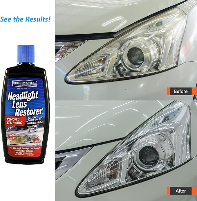 MPD Cobalt Charm Headlight Restorer – 8 oz | Removes Yellowing, Haze & Oxidation | Restores Lens Clarity & Brightness | Enhan