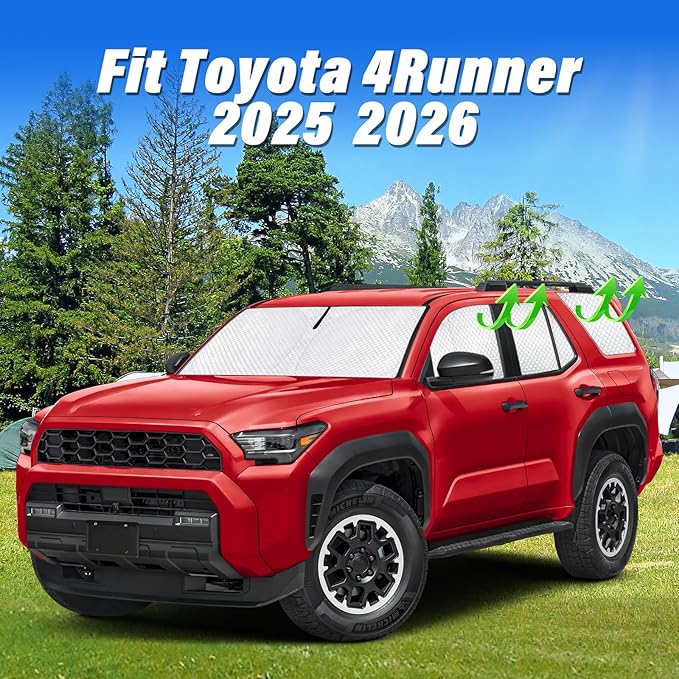 KMF Thicken Sun Shade Custom Fit for Toyota 4Runner 2025 2026 Accessories,4Runner Sunshade for Windshield Side Rear Car Window Covers UV Block and Blackout Protect Privacy for Camping Outdoor 8pcs
