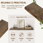 Live Edge Elm Floating Shelves for Wall Decor, Rustic Solid Wood Shevles Wall Mounted with Invisible Bracket for Living Room 