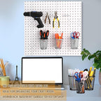 Spakon 6 Sets Pegboard Cups with Ring Hook, Peg Board Baskets Bin Holder Organizer Accessories Pegboard Pencil Cup Multipurpo
