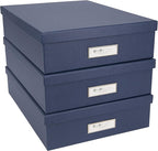 Bigso Oskar Fiberboard Label Frame Document Letter Box - File Organizer Box for Important Paperwork - Document Storage with a