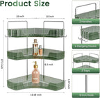 3-Tier Green Corner Organizer, PET Counter Storage with Hooks | Multi-Surface Organizer for Bathroom Vanity & Kitchen Counter