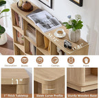 Joaxswe 12 Cube Storage Organizer, 41" Large Bookshelf with Curved Edge, Wood Floor Standing 3-Tier Cubby Bookcase with Base,