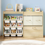 EXPERLAM Toy Storage Organizer for Kids, 9-Bin Toy Organizer with 2-Drawers, Movable Toy Chest and Top Rack, Multifunctional 