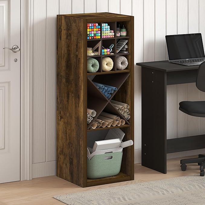Furinno Cubicle Book Shelf, 3-Cube Bookshelf, Extra Thick Frame Horizontally & Vertically Reversible Bookcase with Open Back,