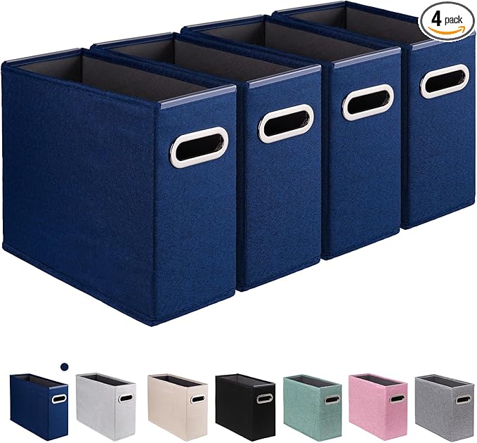 4 Pack Letter Size File Storage Box Collapsible, Fabric Hanging File Folders Organizer, Portable Office Document Holder with 