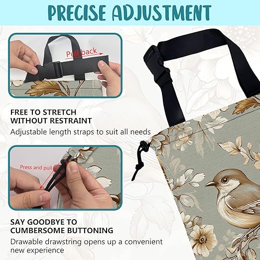 Car Garbage Bag Vintage Bird and Floral Hanging Canvas Car Trash Bag Drawstring Car Back Seat Organizer for Car Back Front Seat Console with Adjustable Buckle