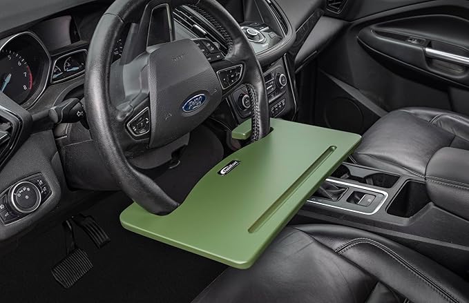 AutoExec Wheelmate Car Steering Wheel Tray Vehicle Desk, Army Green