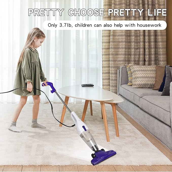 Intercleaner Corded Vacuum Cleaner, 15KPa Powerful Suction with 400W Motor, 12 in 1 Lightweight Bagless Stick Vac with Handhe