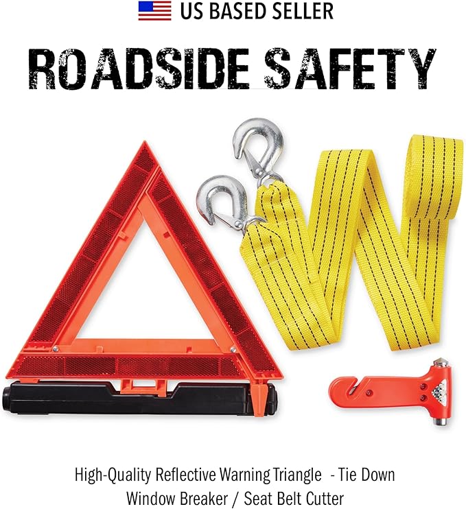 Always Prepared Premium Roadside Emergency Kit for Car - Car Safety Kit, Tools, First Aid, Visibility Gear & More - Perfect R