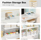 Ohmlove Plastic Storage Baskets With Bamboo Lid - Plastic Storage Containers Stackable Storage bins: Storage Baskets for Orga