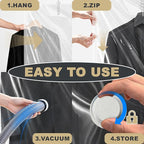 Hanging Vacuum Storage Bags,Hanging Vacuum Sealer Storage Space Saver Bags for Clothes, Suits, Coats, Dresses or Jackets, Reu