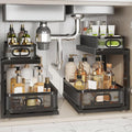 2 Pack Under Sink Organizer With Next-Gen Ball-Bearing Slides,2-Tier Precision Mesh Pull Out Cabinet Shelf Storage for Bathro
