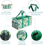 Joyfol Day Extra Large Utility Tote Bag, Reusable Grocery Bags Foldable, Upgraded Metal Frame, With Sturdy Handles Reinforced Bottom Heavy Duty Oxford Fabric Moving Shopping Bags, Leaves