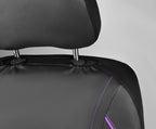 CAR PASS Universal FIT Piping Leather Two Front Seat Covers, Waterproof Faux Leather for SUV Sedan Van Truck, Airbag Compatible,Reserved Opening Holes for Headrest Covers(Black and Purple)