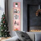 5 Tier Pink Wall Shelf Unit, Pink Shelves, Wall Shelves for Bathroom,Bedroom, Vanity Shelves, Wall Mount Vertical Lack Shelf 