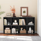 YESHOMY 8 Black Cube Bookcase, Open Frame 2-Tier Book Shelf, Bookshelf Storage Organizer with Adjustable Shelves for Organiza