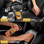 Car Leather Cleaner and Conditioner Kit, Leather Care Cleaning Kit with Horse Hair Cleaning Brush - Safe for Car Interiors, F