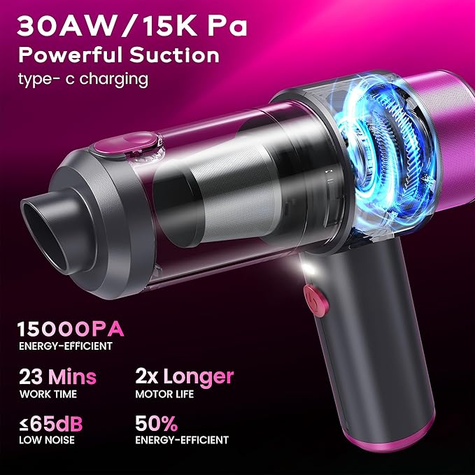 Car Vacuum Handheld Vacuum Cleaner, 15000PA Suction, Mini Vacuums with Air Duster and Blower, Portable Hand Held Vacuum for C