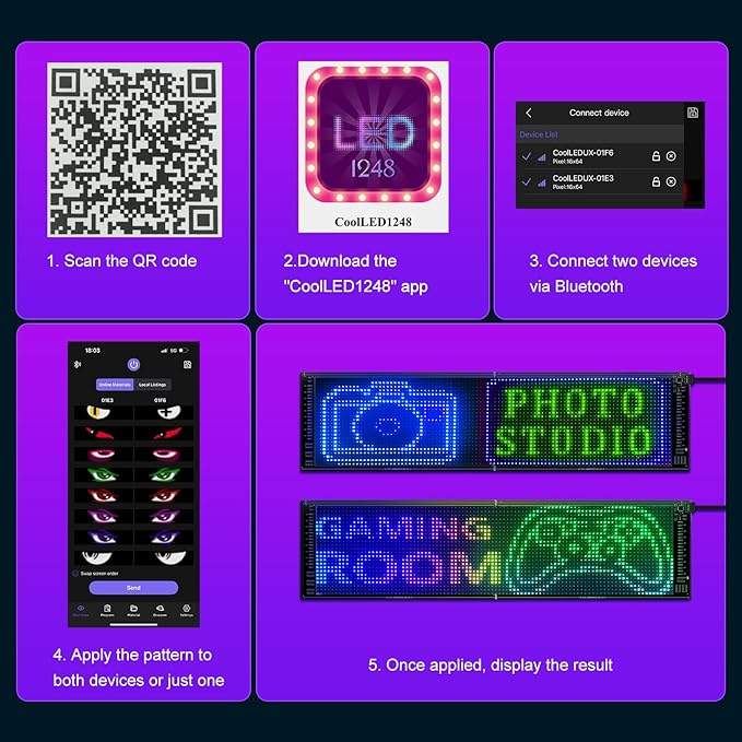 2 Pack LED Eyes for Car Windshield 14.56"x3.62", Programmable Animated Devil Eyes Light for Windshield, APP Control Customizable LED Matrix Display for Cars, SUVs