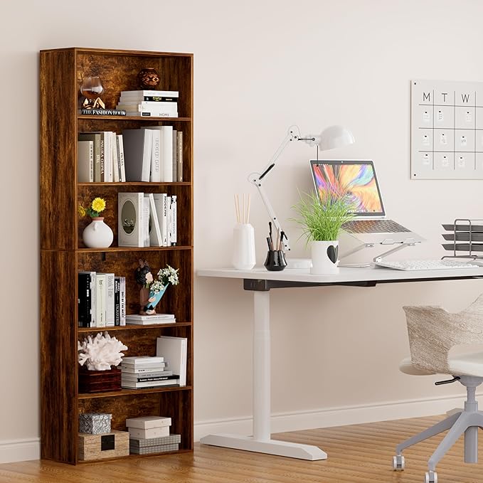 Wooden 6 Tier Book Shelf,6 Cube Storage Organizer,6 Tier Low Bookcase Storage Display Organizer, 64 Inch Versatile Cubes Shel