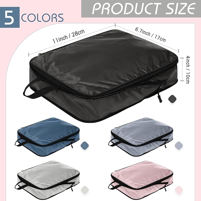 5 Pack Compression Packing Cubes for Travel Space Saving Cubes Luggage Organizer for Suitcase(Morandi,S)