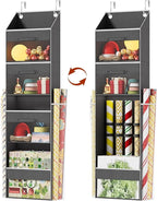 Over Door Wrapping Paper Organizer Storage with 3 Removable Drawers & Side Pockets – Dual Use Design with Elastic Straps – Ch