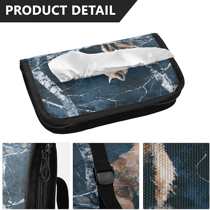 Car Tissue Holder Car Visor Organizer Tissue Box Holder for Car Sun Visor Organizer with Car Vehicle Accessories Essentials Interior for Women Men Fox Bunny Night Forest Blue