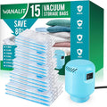 Vacuum Storage Bags with Electric Air Pump, New Air Valve Combo 15 Pack Compression Bag, Space Saving Vacuum Sealer Bags for 