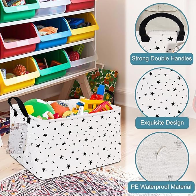 FANKANG Storage Basket,Nursery Hamper Canvas Laundry Basket Foldable with Waterproof PE Coating Storage, Office, Bedroom, Clo