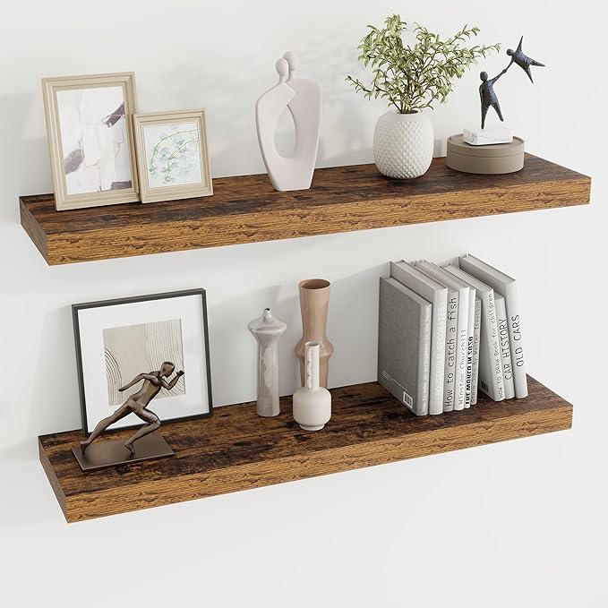 Dreamland 36 Inches Floating Shelves for Wall,8 Inch Deep Floating Shelves Set of 2, Large Display & Storage Shelf, Wall Shel