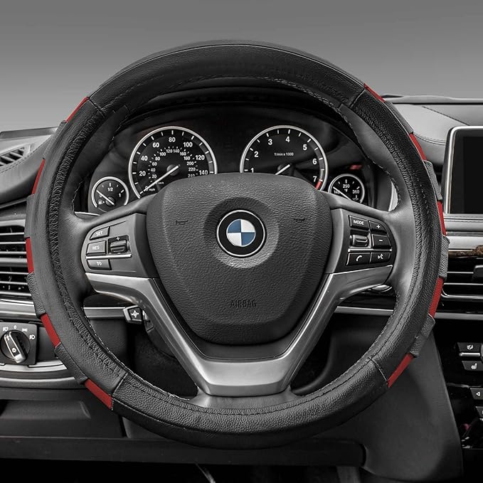 FH Group Universal Fit Microfiber Embossed Leather Beige Steering Wheel Cover Fits Most Cars, SUVs