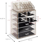 Sorbus Acrylic Makeup Organizer Set, 7-Drawer Vanity & Countertop Cosmetic Storage with Small & Wide Compartments, Glitter Ma