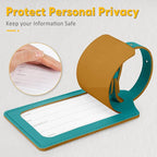 Travelambo Luggage Tags for Suitcases PU Leather Travel Tags Bag Tags Privacy Protection Travel Essentials