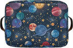 xigua Cartoon Planets Storage Basket Collapsible Storage Bins Waterproof Canvas Storage Basket with Leather Handles for Home 