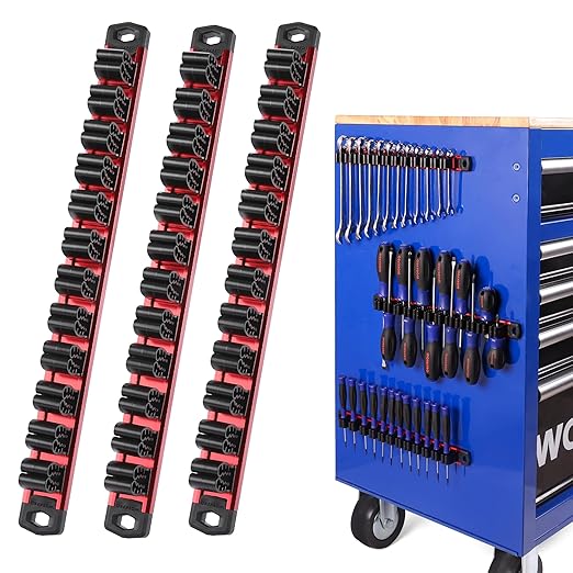 WORKPRO Magnetic Screwdriver Organizer and Wrench Organizer, Aluminum Rail Magnetic Tool Organizer, Tool Holder, Toolbox Orga