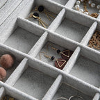 Frebeauty Velvet Jewelry Tray,35 Grid Jewelry Organizer with Clear Lid,Earring Holder Organizer Case with Clasp,Drawer Insert