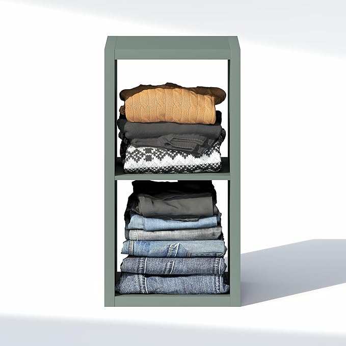 Furinno Cubic Closet Organizers and Storage, 2-Cube Closet Organizer, Open Shelf Closet Storage, Extra Thick Frame for Wardro