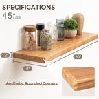Floating Shelves 30" W x 8" D, Solid Elm Wood Shelves for Wall, 8 Inch Deep Floating Shelves for Home Storage & Display, Rust