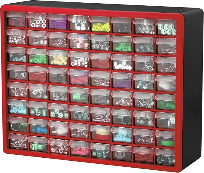 Akro-Mils 64-Drawer Plastic Drawer Storage Cabinet for Garage Organization, Bead Organizer, Building Bricks Storage, Teacher 