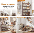 WOWLIVE 9 Tiers Large Shoe Rack Brown Shoe Rack Organizer for Closet 30-35 Pairs Stackable Heavy Duty Shoe Shelf Shoe Storage