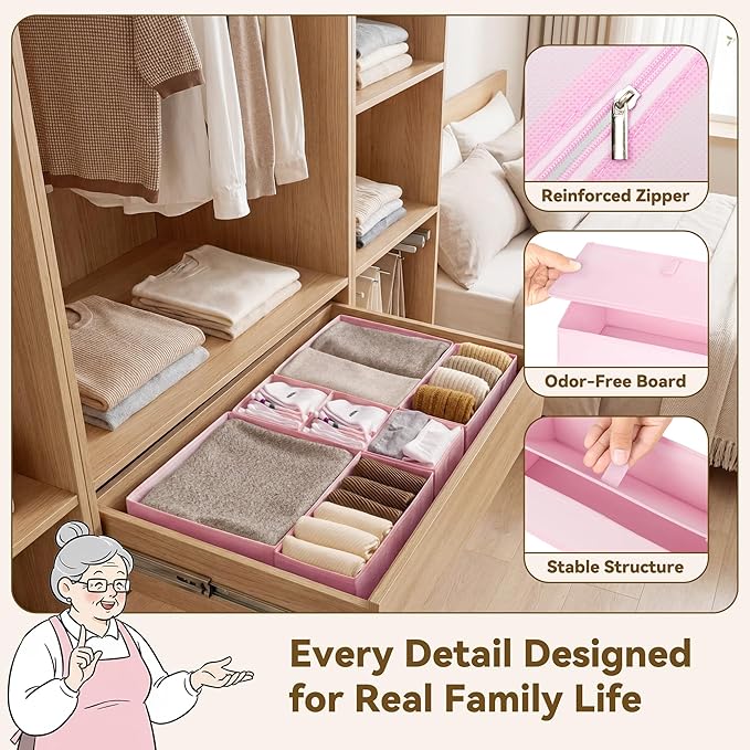 GRANNY SAYS Drawer Organizer Clothes, 12 Pack Dresser Organizer Bins for Nursery, Closet Organization and Storage Dividers fo