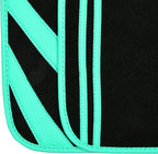 CAR PASS Mint Green Edge Leather Car Floor Mats, Universal Car Mats with Double Stitch Line and Anti-Slip Backing Design, for