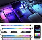 RGB+IC Car LED Lights, Smart 72 LED Car Interior Lights with App Control, 16 Million Colors Under Dash Light with Music Mode, Scene Mode, 2 Lines Design Light for Cars SUVs Trucks with Car Charger