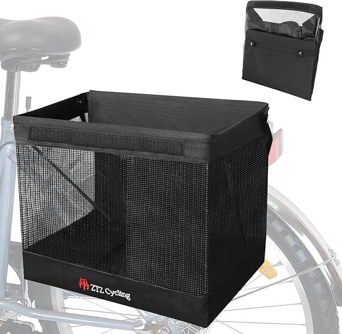 Bicycle Grocery Panniers, Foldable Panniers Bike Bags for Rear Rack, Rear Bike Basket Ebike Rear Rack Bags for Shopping Cycling Traveling Commuting(1 Pack)