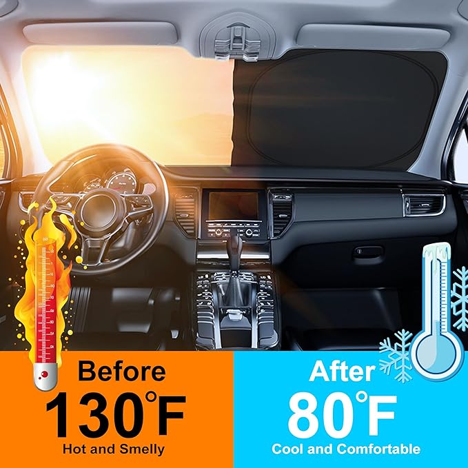 TINGLU Sun Shade for Nissan Kicks S SV SR Crossover 2018-2024 Accessories Windshield Sun Shade Window Shade UV Rays Protection Sun Visor Cover with Steering Wheel Sunshade Storage Bag