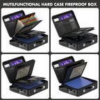 Fireproof Document Box with Lock, Durable Hard Case File Organizer Fire Safe Box, Hard-Shell Design Waterproof Fireproof Safe