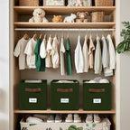 DECOMOMO Storage Cubes, 13x13x13 Storage Cube Bins with Labels, Fabric Organizer Bins (13" / 6pcs, Olive Green)